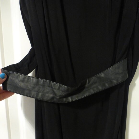 BEBE Black T-back mini dress with faux leather belt and trim - Picture 5 of 12